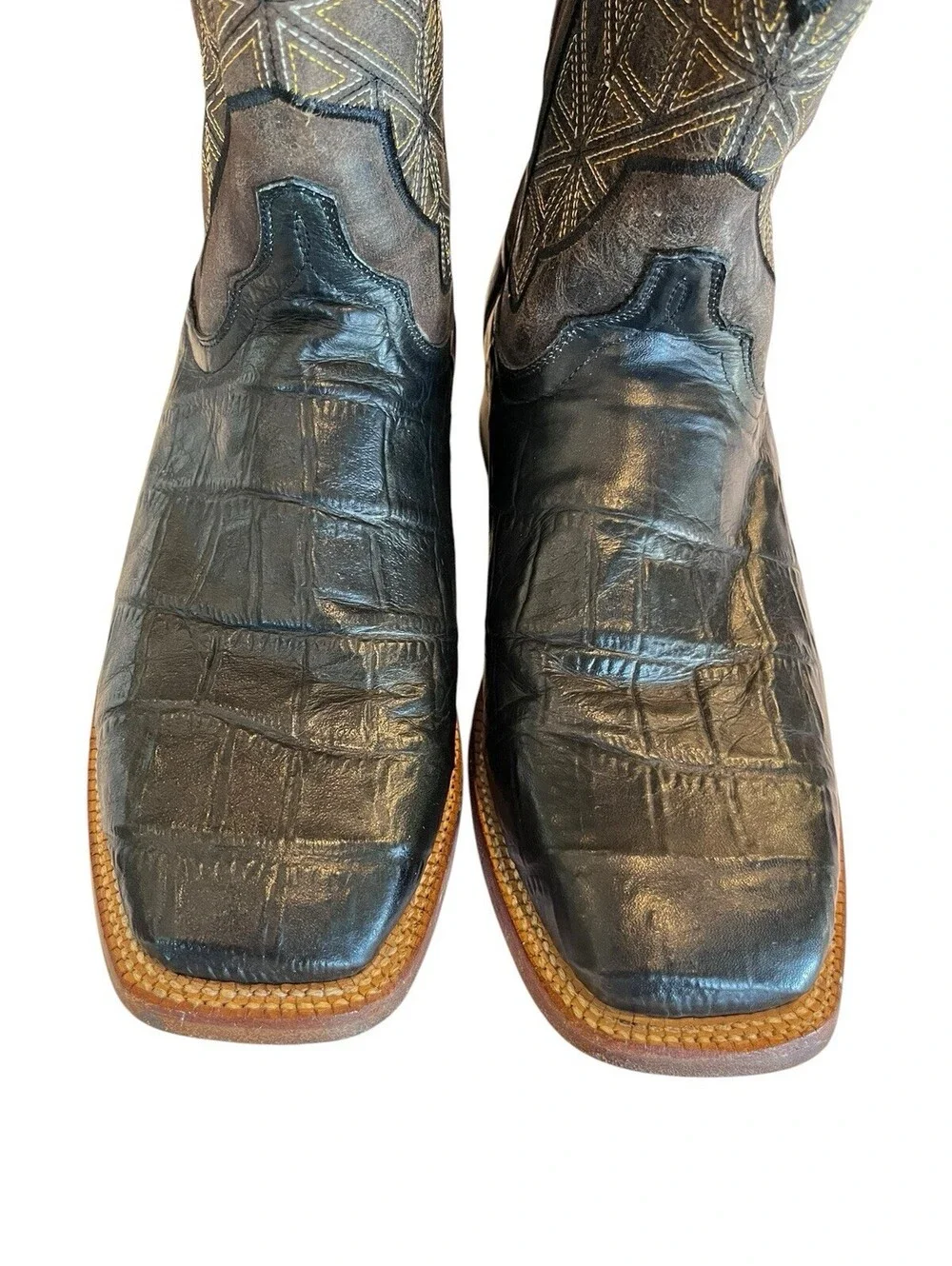 Cinch Edge Boots Western Mens Sz 10.5 EE Black Brown Caiman Print SMITTY